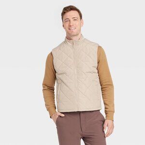 NEW Men's Midweight Puffer Sleeveless Jacket - Goodfellow & Co™ Tan XXL